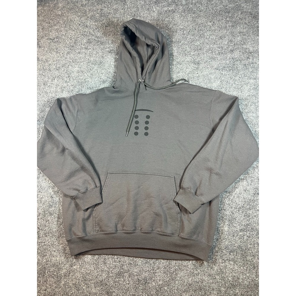 Port & Company Core Fleece Hoodie XL Gray Pullover Sweatshirt Dot Logo Mens